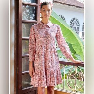 PINK CITY PRINTS GINA MINI DRESS- CHOCOLATE DITSY Floral